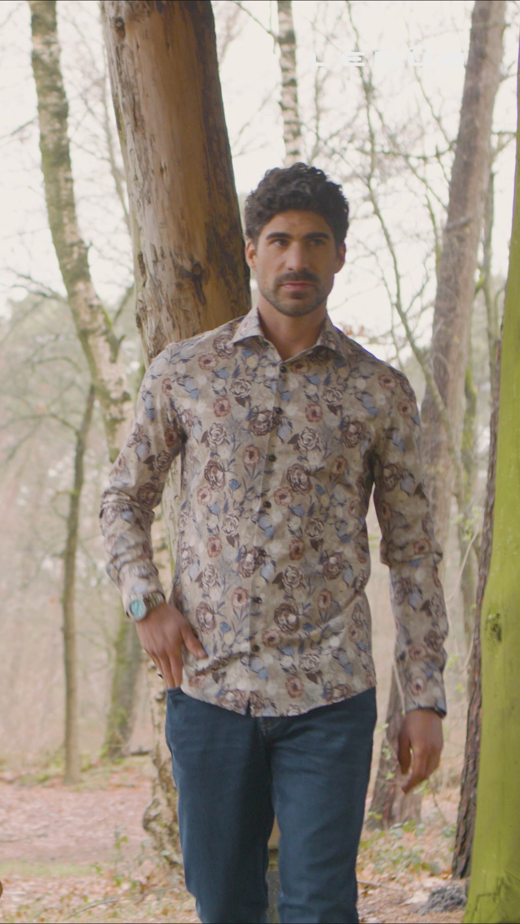 Brown  printed modern fit  easy care shirt