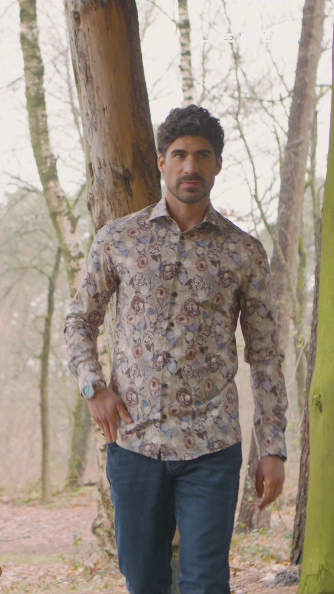 Brown  printed modern fit  easy care shirt